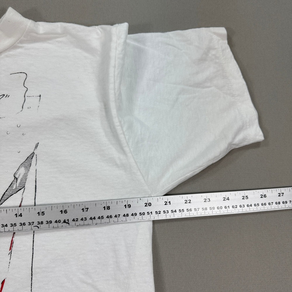 White Graphic Short Sleeve Tee with Cartoon Print - Picture 7 of 9